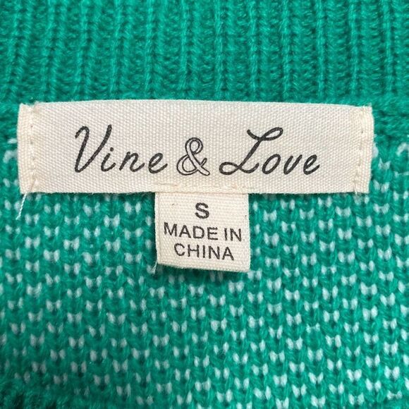 Vine & Love Green & White Sweater Size Small NEW - Picture 4 of 6